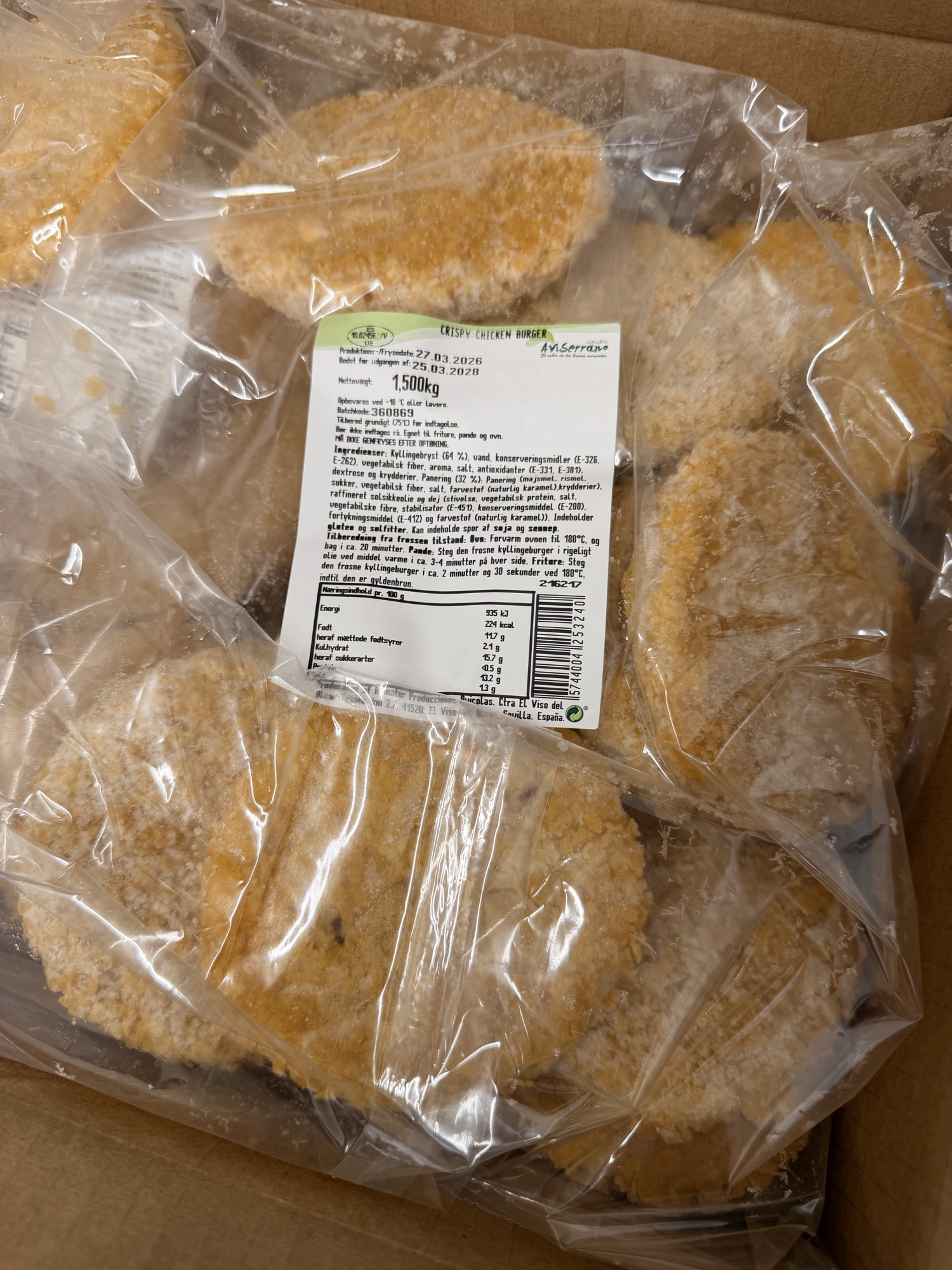 Kyllingeburger chrispy panering 1,5kg